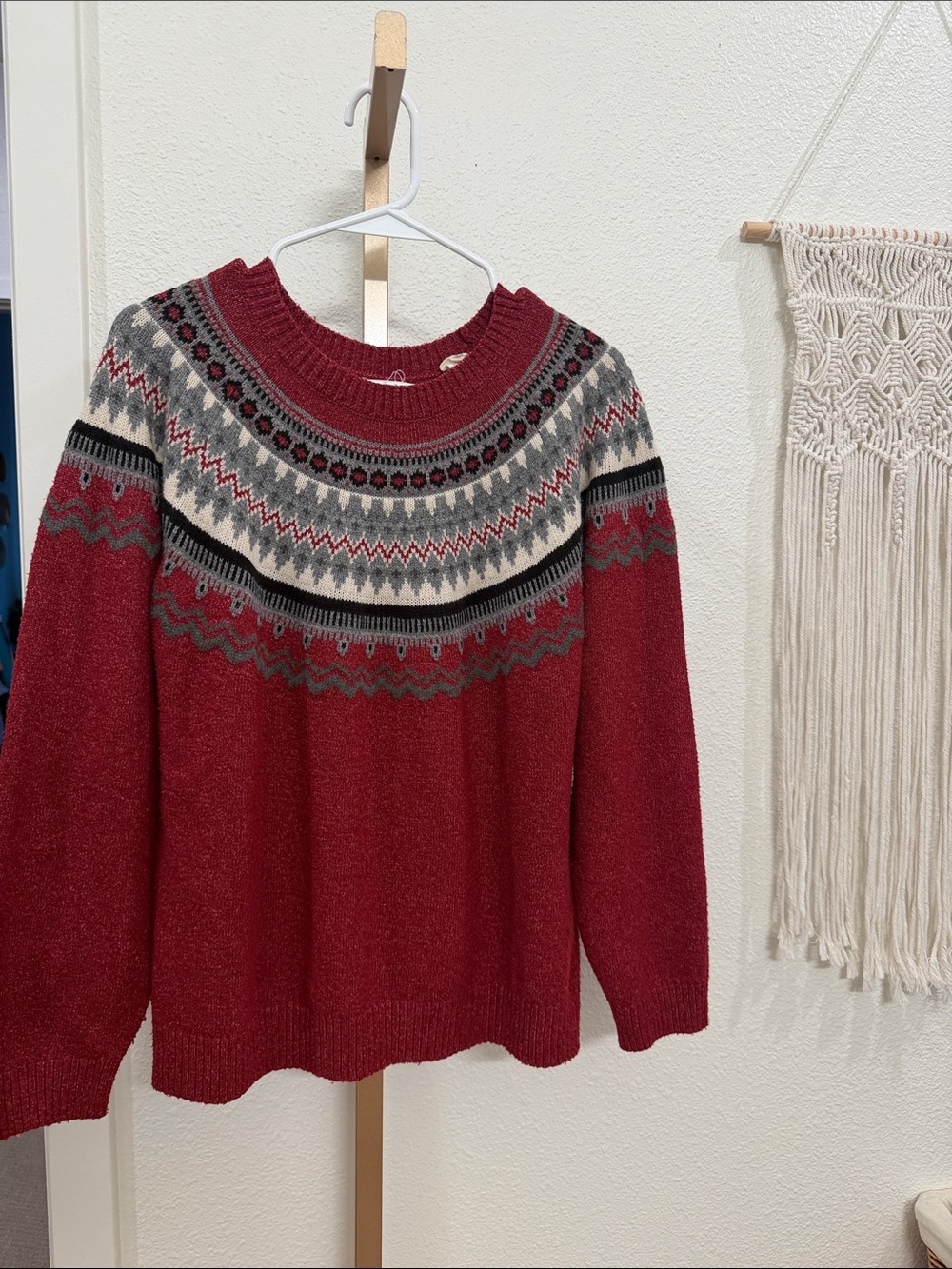 Weatherproof Red Fair Isle Pullover Sweater